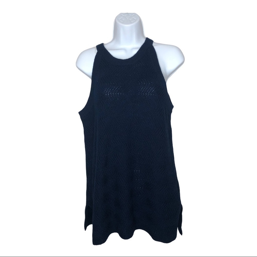 Open Knit Sweater Jewel Neck Tank Size Large